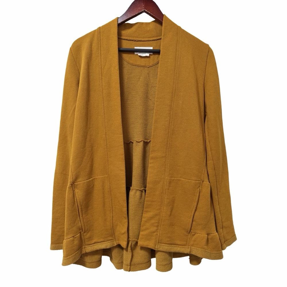 Anthropologie Womens Lila Swing Open Front Cardigan‎ Size XS Mustard Lounge Cozy